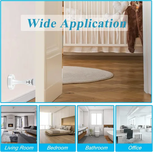 Vista 7 de Tope de puerta, tope magnético de puerta blanco para montaje en pared, topes magnéticos de acero inoxidable para puerta, topes de puerta modernos