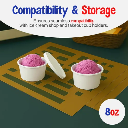 Vista 2 de MT Products Vasos de sopa de papel blanco con tapas de papel ventiladas de 8 onzas – 20 tazas y 20 tapas – Vasos desechables para helado o cuencos