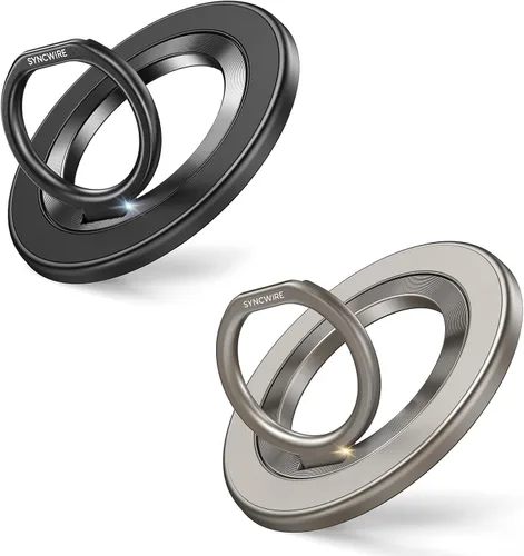 Vista 19 de SYNCWIRE - Soporte magnético con aro para MagSafe, 2 piezas, imán doble, rotación de 360 grados, agarre y soporte para teléfono, aro para dedo