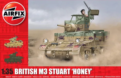 Vista 9 de Airfix British M3 Stuart Honey 1:35 WWII Militar Tanque Armadura de Plástico Modelo Kit A1358