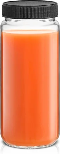 Vista 8 de JoyJolt Botellas de jugo de vidrio, botellas de vidrio de 16 onzas con tapas. Juego de 8 recipientes de jugo con tapas para nevera y etiquetas