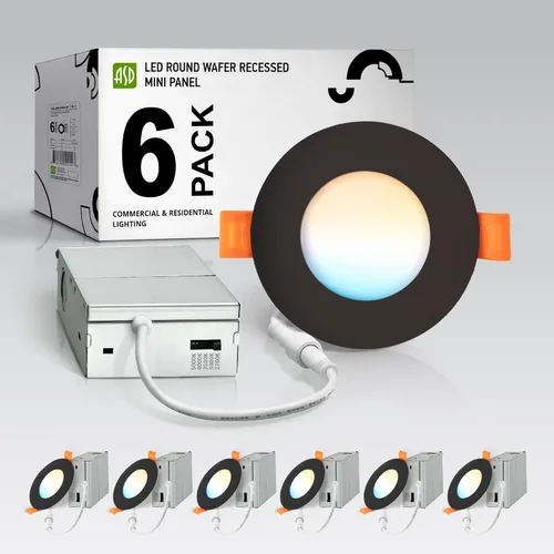 Vista 11 de ASD - Paquete de 6 luces LED empotrables de 3 pulgadas de 6 W, 5 CCT 2700K-5000K CRI90+, luces de techo regulables ultra delgadas con clasificación