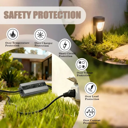 Vista 4 de Fuente de alimentación impermeable de 24 V 150 W, salida de 5 cabezales LED para exteriores compatible con Philips Hue Lily Spot, Lily XL, Calla