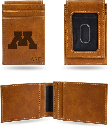 Vista 63 de Rico Industries NCAA Arizona State Sun Devils Brown - Cartera de bolsillo frontal personalizada con grabado láser - Delgada/ligera - Gran artículo