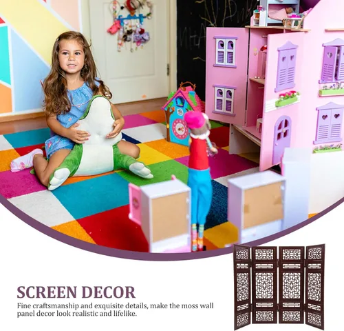 Vista 8 de Zerodeko 4 piezas de pantalla en miniatura para casa de muñecas, pantalla de madera de casa de muñecas 1:12, mini panel divisor de habitación