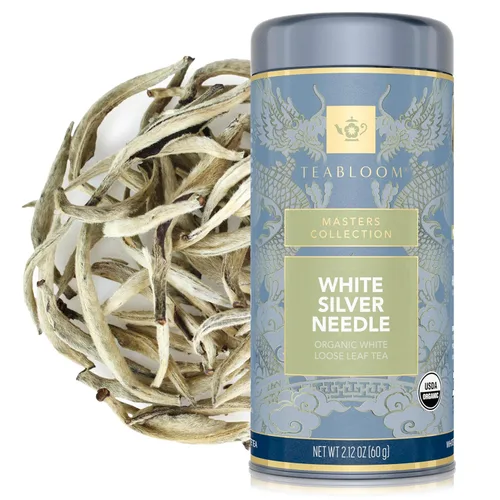 Vista 8 de Teabloom Té de hojas sueltas de granada blanca, té blanco distintivo y delicado, certificado Kosher, té fresco de hoja entera en recipiente