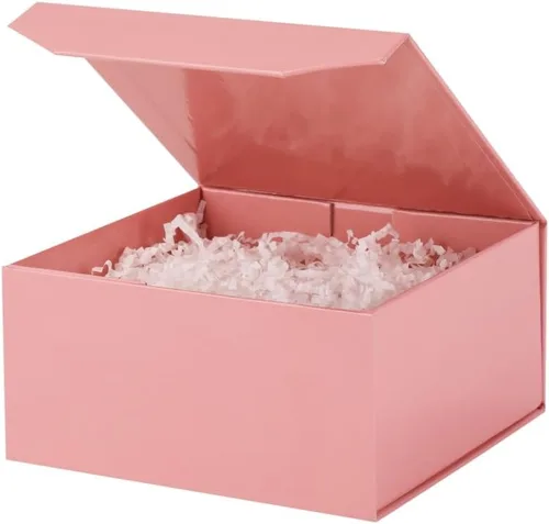 Vista 7 de 5 cajas de regalo rosa con cinta de 9.5 x 7 x 4 pulgadas, caja de regalo resistente con tapa para embalaje de regalo, cajas de almacenamiento