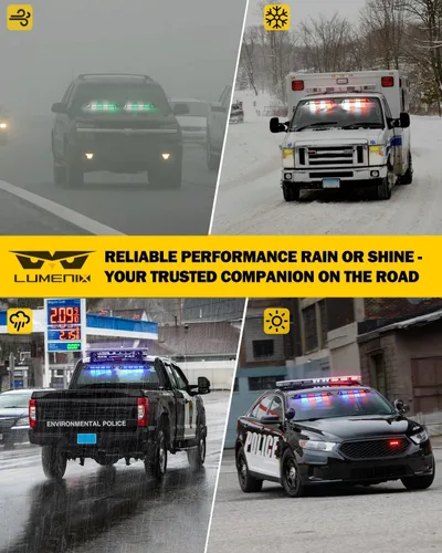 Vista 7 de LUMENIX Barra de luces estroboscópicas de emergencia LED para salpicadero con controlador, parabrisas, visera, advertencia de seguridad, luz