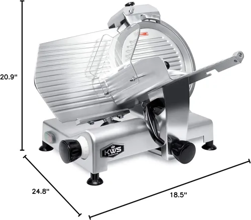 Vista 6 de KWS cortadora eléctrica superior comercial de carne 420 vatios, hoja de acero inoxidable 12 pulgadas, carne congelada / queso / cortadora