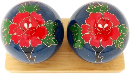 Top Chi Bolas Baoding de peonía con soporte de bambú (medianas, 1.6 pulgadas)