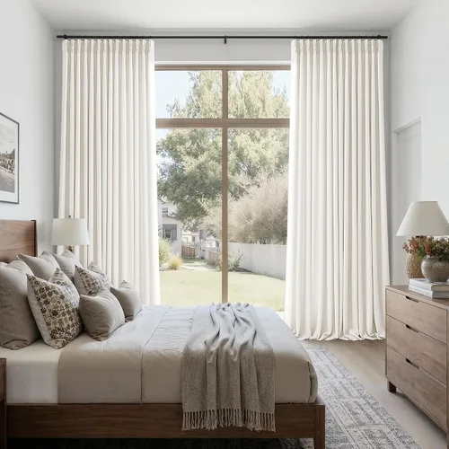 Vista 84 de TWODRAPES Burlywood - Cortinas plisadas de lino grueso de abedul de 96 Abedul Burlywood