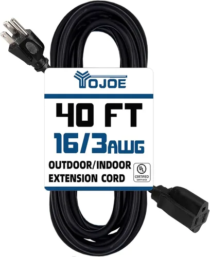 Vista 10 de YOJOE Cable de extensión para interiores y exteriores, calibre 16, SJTW, resistente, 15 pies, color verde, 3 clavijas 13A, resistente a