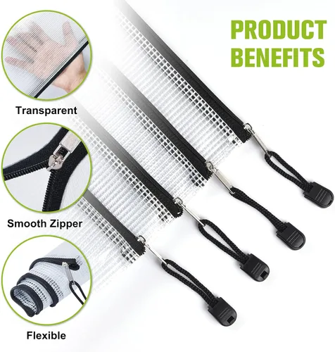 Vista 7 de Bolsa de malla con cremallera, 6 bolsas de malla de plástico impermeable con cremallera, bolsa de documentos tamaño A3, bolsas de archivos