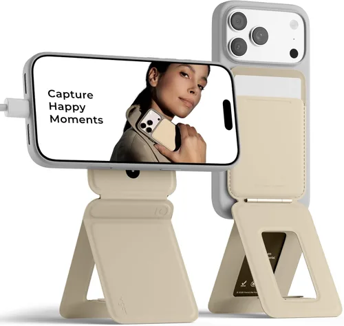 Vista 21 de MOFT Soporte de trípode para teléfono para iPhone, soporte para iPhone multiángulo, soporte para teléfono ligero y portátil, imanes fuertes, cuero
