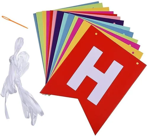 Vista 6 de Fecedy Banderines coloridos de feliz cumpleaños para decoraciones de fiesta de cumpleaños