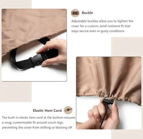 Vista 7 de Fundas para Muebles de Exterior Impermeables Funda para Sofá de Exterior de 3 Plazas, 79 pulgadas de ancho x 38 pulgadas de profundidad x 35