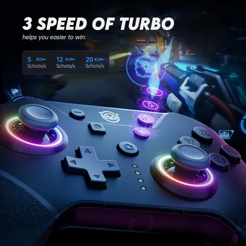 Vista 5 de NYXI Chaos swith controller with Hall Joystick, switch pro controller wireless for Nintendo SwitchLiteOLED, Hall Effect Controller with RGB Light