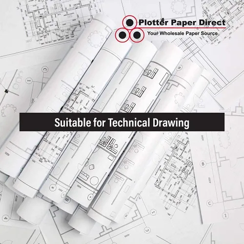 Vista 4 de Plotter Paper Direct (36 libras, recubierto, 1 rollo, núcleo de 2 pulgadas, 24 pulgadas x 100 pies) para impresión CAD en impresoras de chorro