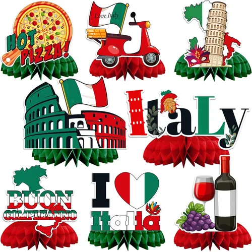 Vista 10 de JULMELON 8 piezas de decoración de mesa del 4 de julio, centros de mesa 3D de doble cara del 4 de julio para mesas, decoración patriótica