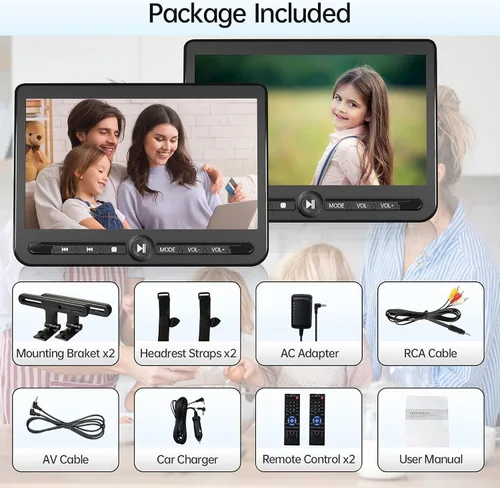 Vista 7 de 10.5" Dual Portable DVD Player, Arafuna Rechargable Car Screen Play A Same or Two Different Movies, Headrest for Car with 5-Hour, Support USB/SD