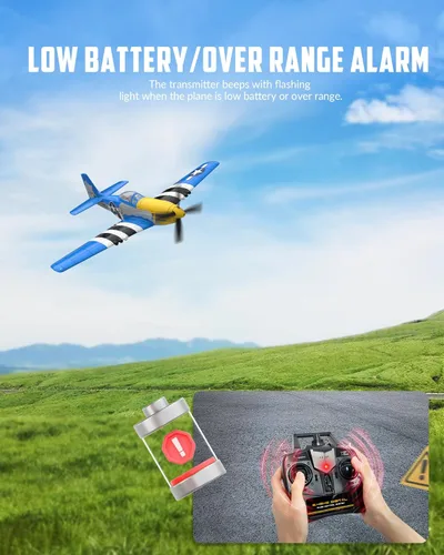 Vista 7 de VOLANTEXRC RC Avión P51D Mustang de 4 canales, avión de control remoto de combate RTF con giroscopio de 6 ejes, 3 modos, fácil de volar, avión