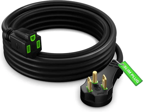 Vista 13 de Maximm Cable de extensión de enchufe plano de 1 pie con diseño de enchufe delgado que ahorra espacio, cable de extensión de perfil bajo 16AWG (negro)