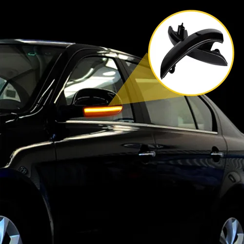 Vista 7 de luces LED de señal de giro para espejo lateral para VW Golf 5 EOS GTI Jetta MK5 Passat, lámparas secuenciales con lente de cubierta antihumo