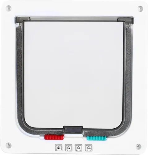 Vista 3 de AYNEFY 4 Way Lockable Cat Door, Medium Size Pet Flap, Plastic Design for Interior Use, Compatible with Cats and Small Dogs