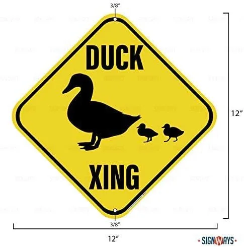 Vista 2 de Letrero de área de cruce de pato (símbolo), incluye agujeros, reflectivo 3M, aluminio, 12 x 12 pulgadas, EE. UU