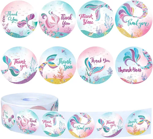 Vista 9 de Whaline Blue Bear - Calcomanías de agradecimiento (1000 unidades), papel, rollo, impermeable, para álbumes de recortes, sobres, marcadores, baby