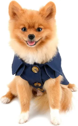 Vista 3 de PAIDEFUL Gabardina para mascotas para perros pequeños, niñas y niños, chaqueta occidental a la moda resistente al viento, ropa de abrigo