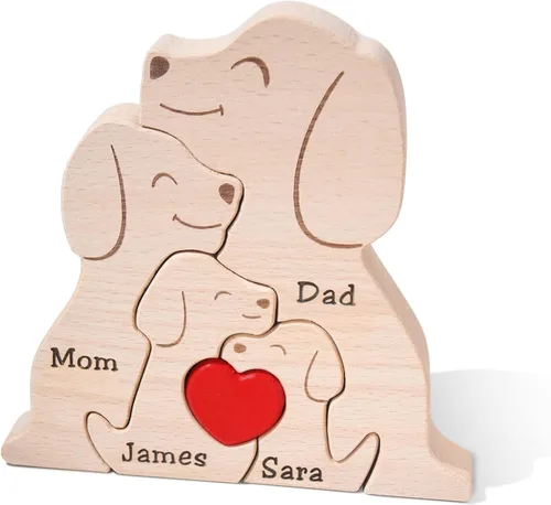 Vista 11 de Rompecabezas de madera personalizado con nombres familiares de 2 a 8, rompecabezas de madera de gato, rompecabezas de madera personalizable