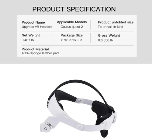 Vista 6 de Hibloks Head Strap for Oculus Quest 2,Comefortable-Design Quest 2 Head Strap, Oculus Quest 2 Accessories Replacement for Elite Strap