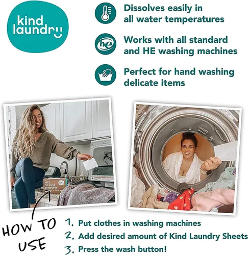 Vista 5 de KIND LAUNDRY Hojas de detergente sin líquido de fórmula y jabón de viaje sin perfume
