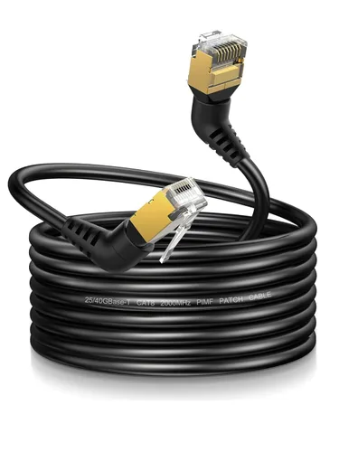 Vista 8 de CableCreation Cable Ethernet de ángulo recto CAT8, cable de red LAN CAT8 de rotación de 360° con conector blindado RJ45, cable de conexión de 40