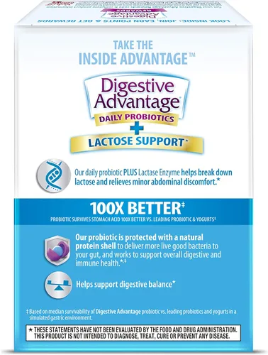 Vista 17 de Digestive Advantage Probióticos + enzimas digestivas lactasa para la salud digestiva, probióticos diarios para mujeres y hombres hinchazón