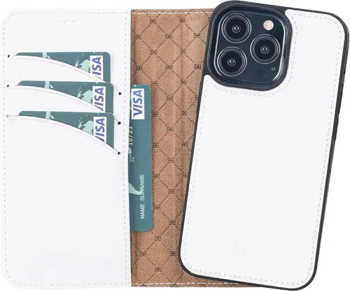 Vista 12 de BOULETTA Funda para iPhone 13 Pro de piel, magnética, desmontable, bloqueo RFID, compatible con Magsafe con 3 ranuras para tarjetas y soporte de 6.1
