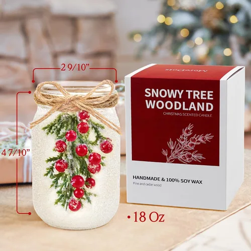 Vista 4 de Decoraciones de Navidad – Decoración de Navidad – Vela de tarro de invierno de 18 onzas – Regalos de Navidad únicos para mujeres, adultos
