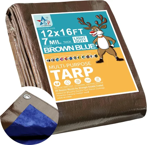 Vista 12 de STARPYNG - Lona azul de 7 mm 6x8 pies - Lona impermeable multifuncional azul - Lona impermeable de polietileno resistente a los rayos UV, a prueba