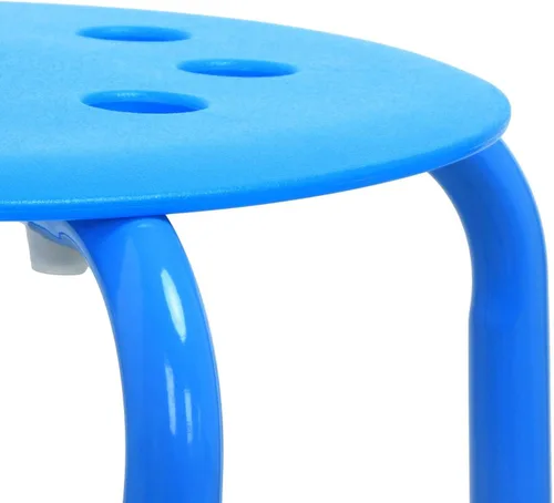 Vista 8 de Topeakmart, conjunto de 5 taburetes redondos de plástico, set de taburetes para bar, colores azul, verde, rojo, blanco y amarillo