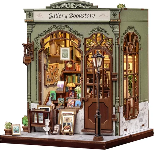 Vista 12 de Fsolis Kit de rincón de libros, kit de casa de muñecas en miniatura para adultos, estantería, rompecabezas 3D, libro de música, casa pequeña