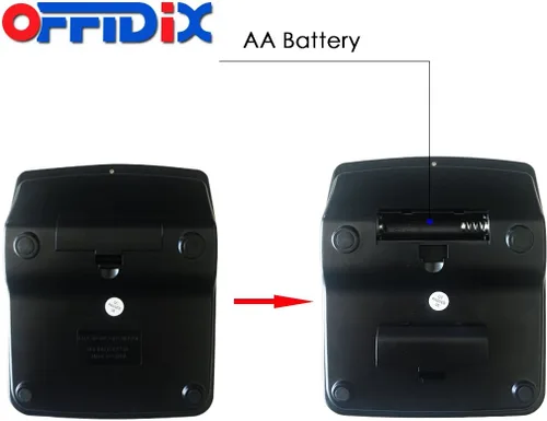Vista 5 de OFFDIX - Calculadora de escritorio de oficina, calculadora electrónica de doble potencia solar y batería, calculadora portátil de 12 dígitos