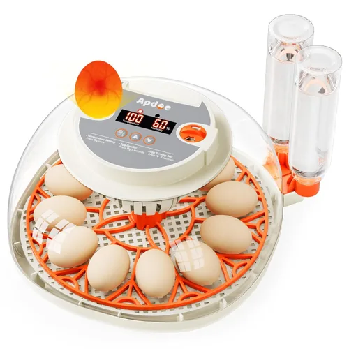 Incubadora de huevos con control de temperatura y humedad, girador automático de huevos, ovoscopio, recarga de botella de agua externa, ventilación,