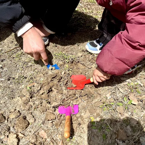 Vista 8 de Juego de herramientas de jardinería para niños, 5 herramientas de jardinería para niños de metal con mango de madera resistente, herramientas