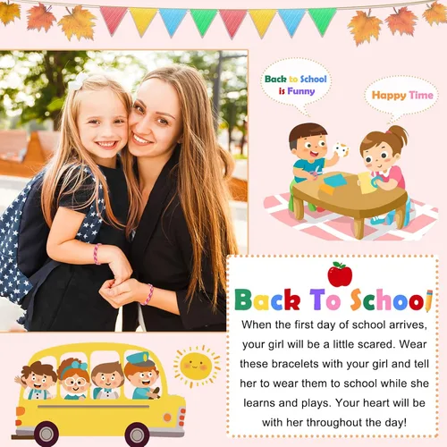 Vista 2 de PINKDODO - Pulsera para el primer día de escuela, pulseras para mamá e hijo, regalos de regreso a clases