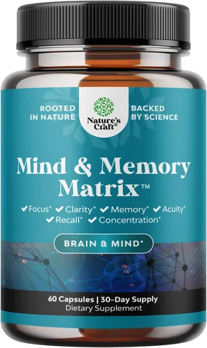 Suplemento cerebral nootrópico para mejorar la memoria y el enfoque, vitaminas para la salud mental y la claridad con VIT A, B6, riboflavina,
