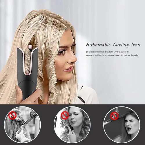 Vista 4 de Rizador automático de cabello, rizador giratorio con rizos de barril de 1 pulgada, varita rizadora de pelo con 4 temperaturas y doble voltaje