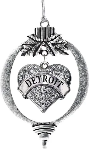 Vista 70 de Inspired Silver Adornos festivos de dije de corazón pave de plata con circonitas cúbicas