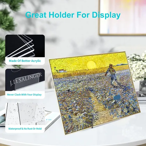 Vista 5 de Boloyo Soporte de Libro de Acrílico con Ala, 4 piezas, soporte de caballete de acrílico transparente de 4 pulgadas, soporte de exhibición