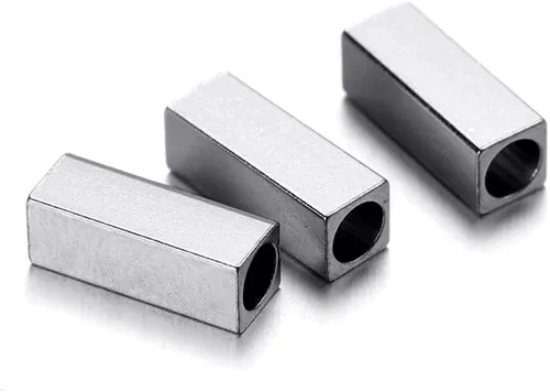 20 cuentas espaciadoras cuboides para hacer joyas, cuentas espaciadoras de acero inoxidable, cuentas espaciadoras sueltas para manualidades,